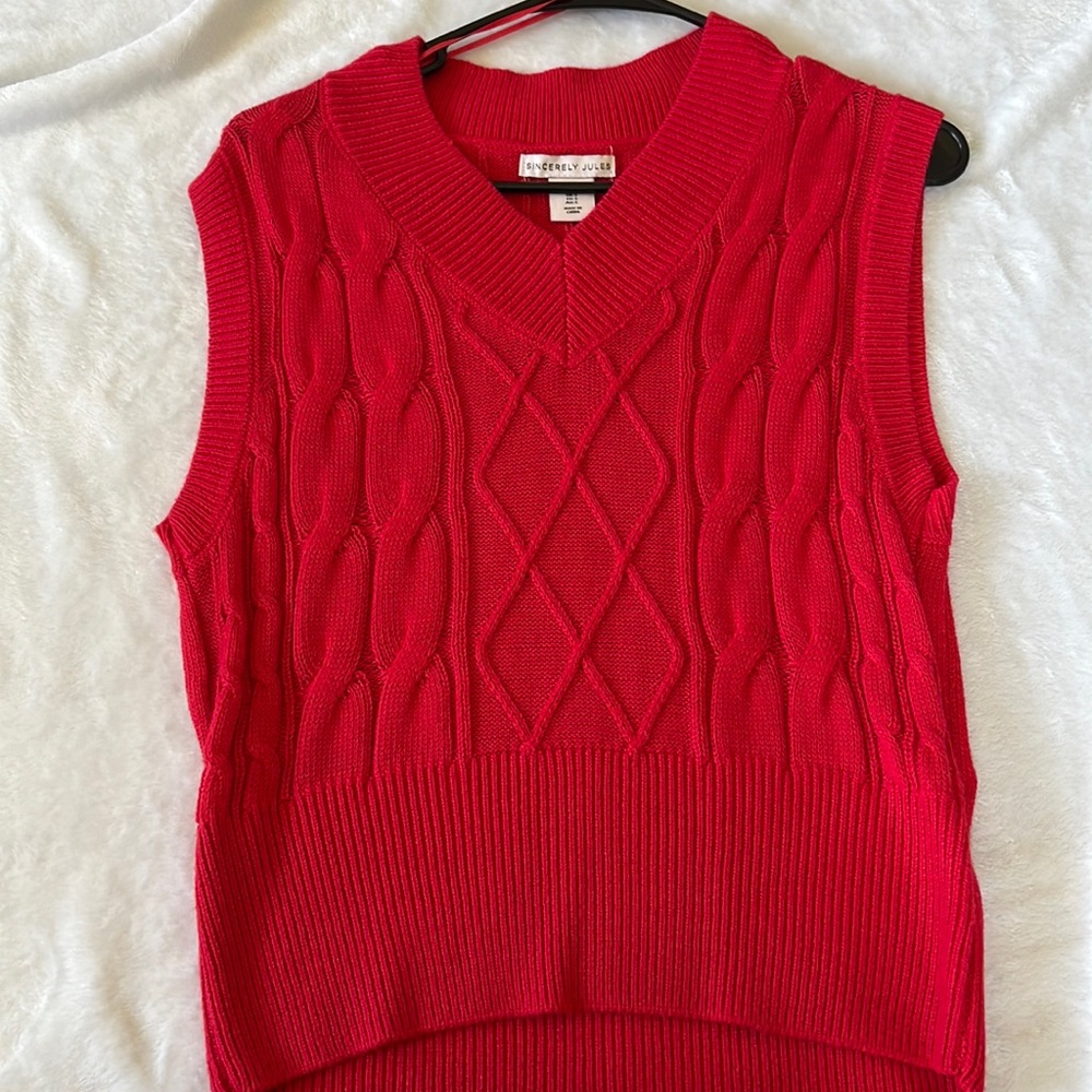 Red sweater vest